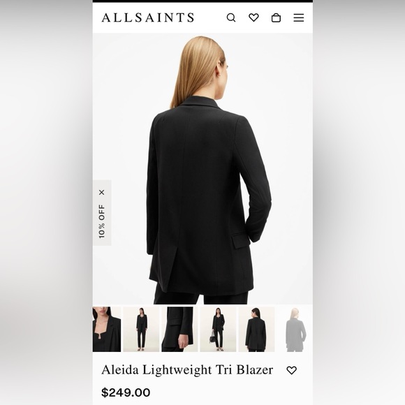 All Saints Aleida classic Black Blazer medium - Picture 9 of 10